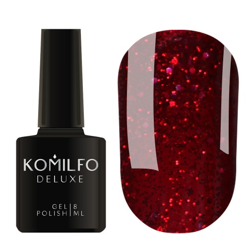 Gel Polish Komilfo DeLuxe Series G016 (cherry red glitter), 8 ml Gel Polish Komilfo DeLuxe Series G016 (cherry red glitter), 8 ml