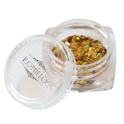 Komilfo disco design №031, gold, hologram, 1 mm, (1 g)