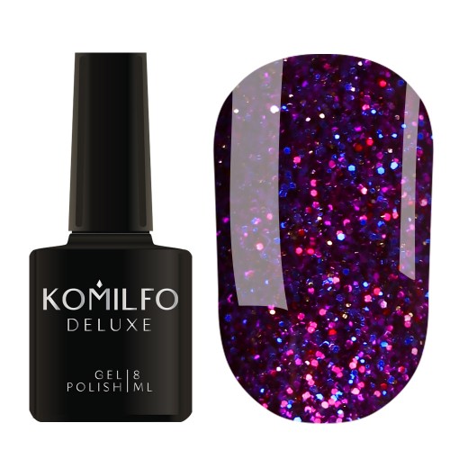 Gel Polish Komilfo Stardust Glitter 004 (pink-blue with glitters), 8 ml Gel Polish Komilfo Stardust Glitter 004 (pink-blue with glitters), 8 ml