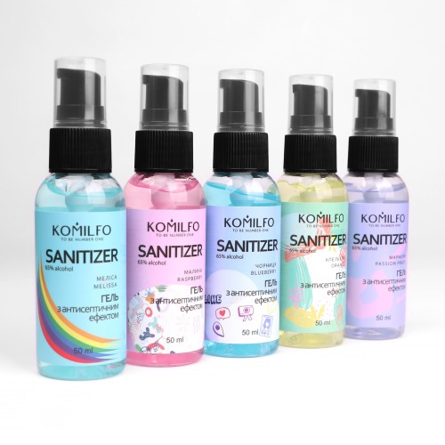 Komilfo Hand Sanitizer, Blueberry – gel with an antiseptic effect, Blueberry, 50 ml