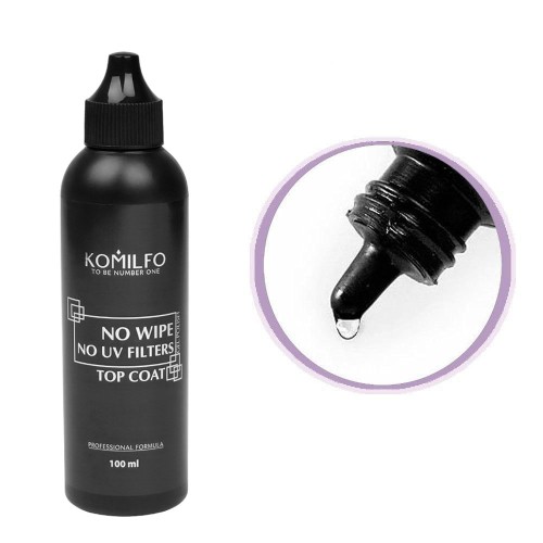 Komilfo No Wipe No UV Top – top for gel polish without a sticky layer WITHOUT UV filters, 100 ml Komilfo No Wipe No UV Top – top for gel polish without a sticky layer WITHOUT UV filters, 100 ml