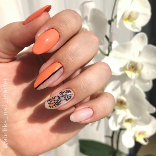 Гель-лак Komilfo Deluxe Series №D074 (оранжево-персиковый, эмаль), 8 мл