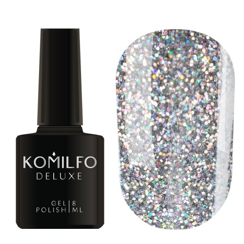 Gel Polish Komilfo DeLuxe Series G007 (small saturated silver holographic glitter), 8 ml Gel Polish Komilfo DeLuxe Series G007 (small saturated silver holographic glitter), 8 ml