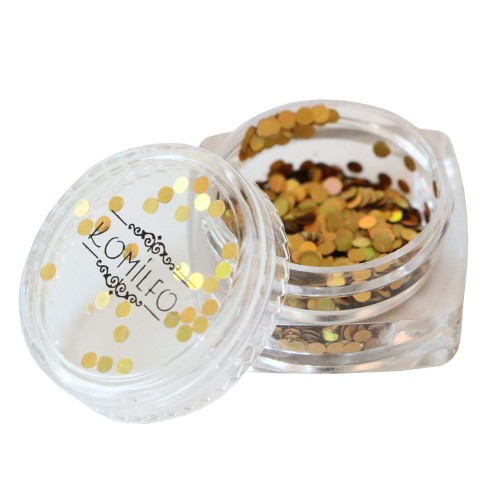 Komilfo disco design №032, gold, hologram, 2 mm, (1 g)