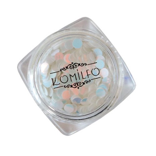 Komilfo disco design No. 042, white, hologram, (pink overflow), 3 mm, (1 g) Komilfo disco design No. 042, white, hologram, (pink overflow), 3 mm, (1 g)