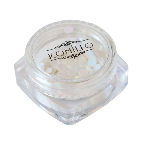 Komilfo disco design No. 042, white, hologram, (pink overflow), 3 mm, (1 g)