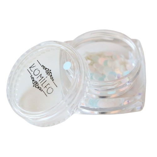Komilfo disco design No. 042, white, hologram, (pink overflow), 3 mm, (1 g)