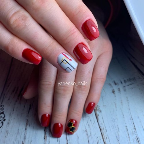 Gel Polish Komilfo Deluxe Series Dusk Collection D305 (red with sequins), 15 ml