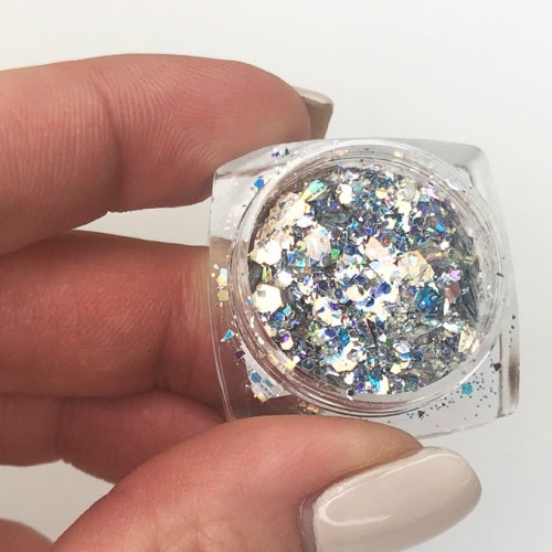 Komilfo sequins MIX chameleon 001, mix sizes, (silver/orange/blue), 1.5 g