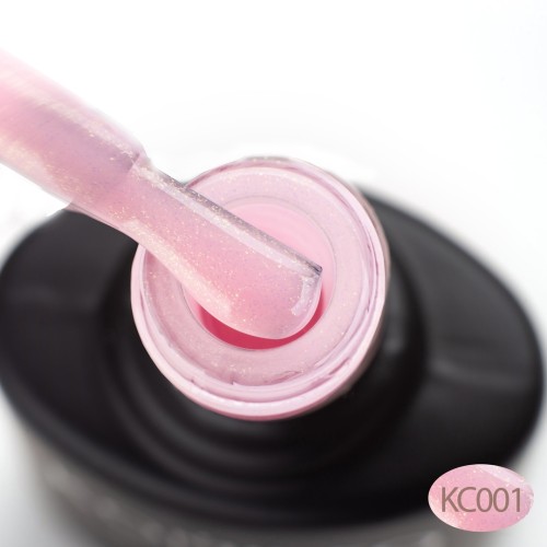 Komilfo KC Glitter Rubber French Base №KC001 (light pink with gold micro shine), 15 ml