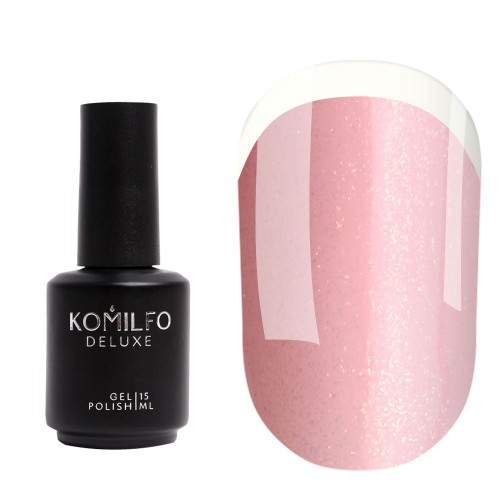 Komilfo KC Glitter Rubber French Base №KC001 (light pink with gold micro shine), 15 ml Komilfo KC Glitter Rubber French Base №KC001 (light pink with gold micro shine), 15 ml