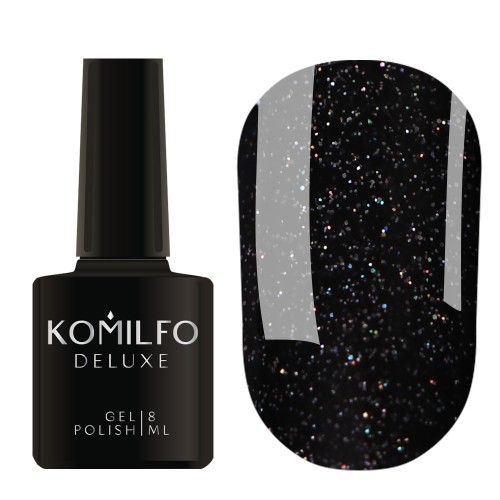 Gel Polish Komilfo DeLuxe Series G027 (black with colorful glitter), 8 ml Gel Polish Komilfo DeLuxe Series G027 (black with colorful glitter), 8 ml