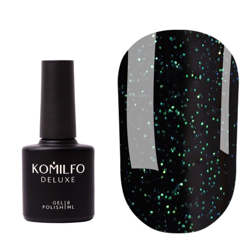 Komilfo No Wipe Top Emerald – top without a sticky layer with green glitter, 8 ml Komilfo No Wipe Top Emerald – top without a sticky layer with green glitter, 8 ml