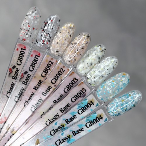 Komilfo Glassy Base GB004 (white-blue with flakes), 8 ml