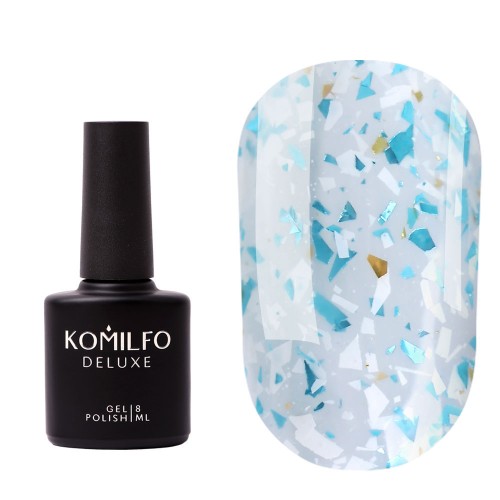 Komilfo Glassy Base GB004 (white-blue with flakes), 8 ml