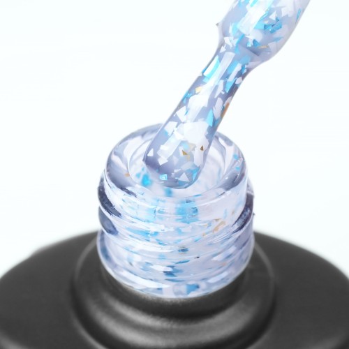 Komilfo Glassy Base GB004 (white-blue with flakes), 8 ml