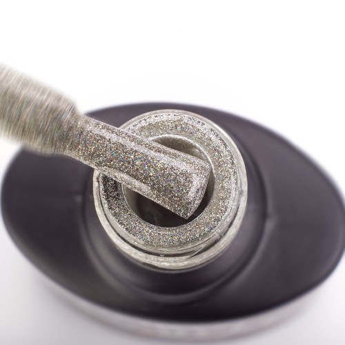 Gel Polish Komilfo DeLuxe Series G008 (silver with holographic glitter), 8 ml