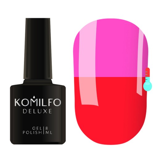 Gel Polish Komilfo DeLuxe Termo C020 (bright red, when heated – bright pink), 8 ml Gel Polish Komilfo DeLuxe Termo C020 (bright red, when heated – bright pink), 8 ml