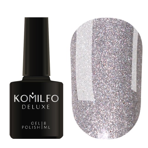 Gel Polish Komilfo DeLuxe Series G008 (silver with holographic glitter), 8 ml Gel Polish Komilfo DeLuxe Series G008 (silver with holographic glitter), 8 ml