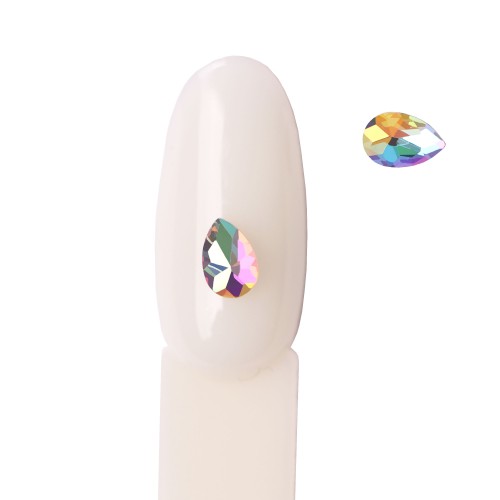 Komilfo stones P01 in the form of a belly drop (4×6 mm) Crystal AB, 2 pcs.