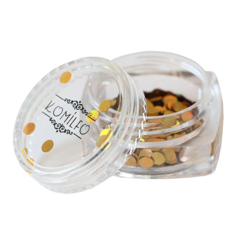 Komilfo disco design №033, gold, hologram, 3 mm, (1 g)