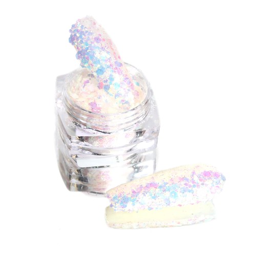 Komilfo photochromic sequins MIX-002, mix sizes, (white/blue photochrome), 2.5 g