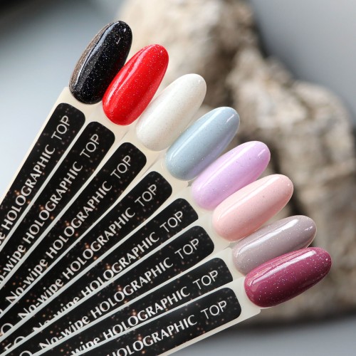 Komilfo No Wipe Holographic Top – holographic top without a sticky layer, 8 ml