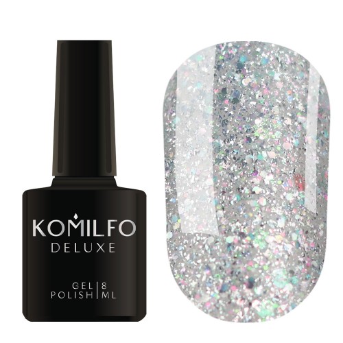Gel Polish Komilfo Glow Attack 001 (silver-holographic), 8 ml Gel Polish Komilfo Glow Attack 001 (silver-holographic), 8 ml