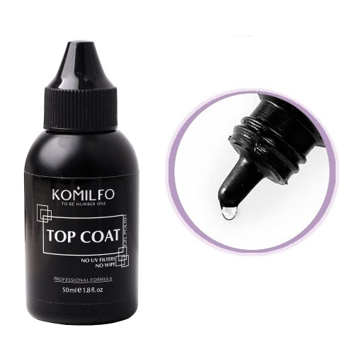 Komilfo No Wipe Top No Filters – top for gel polish without a sticky layer WITHOUT UV filters (no brush), 50 ml Komilfo No Wipe Top No Filters – top for gel polish without a sticky layer WITHOUT UV filters (no brush), 50 ml