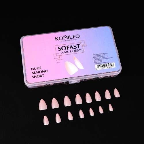 Komilfo SoFast Nail Forms Nude Almond Short, 360 pcs