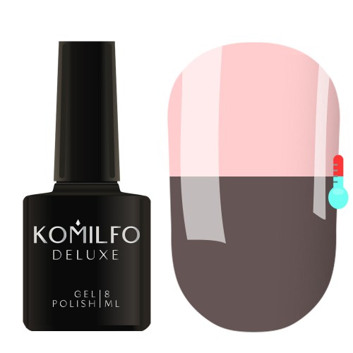 Gel Polish Komilfo DeLuxe Termo C001 (dark gray, when heated – muted pink), 8 ml Gel Polish Komilfo DeLuxe Termo C001 (dark gray, when heated – muted pink), 8 ml