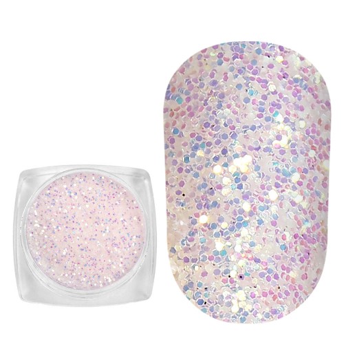 Komilfo photochromic spangles 001, size 0.4 mm, (white/violet photochrome) 2.5 g Komilfo photochromic spangles 001, size 0.4 mm, (white/violet photochrome) 2.5 g