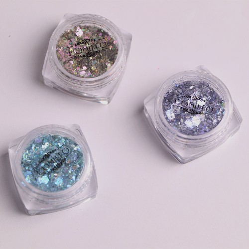 Komilfo sequins MIX chameleon 003, mix sizes, (silver/blue/purple), 1.5 g
