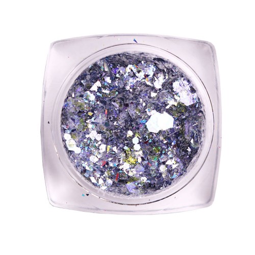 Komilfo sequins MIX chameleon 003, mix sizes, (silver/blue/purple), 1.5 g