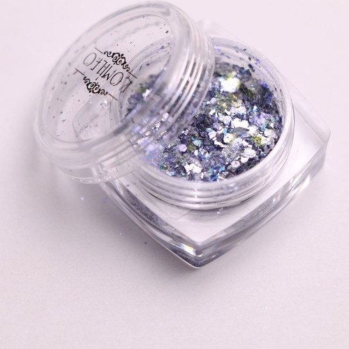 Komilfo sequins MIX chameleon 003, mix sizes, (silver/blue/purple), 1.5 g