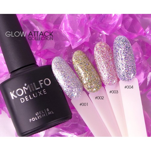 Gel Polish Komilfo Glow Attack 002 (gold-holographic), 8 ml