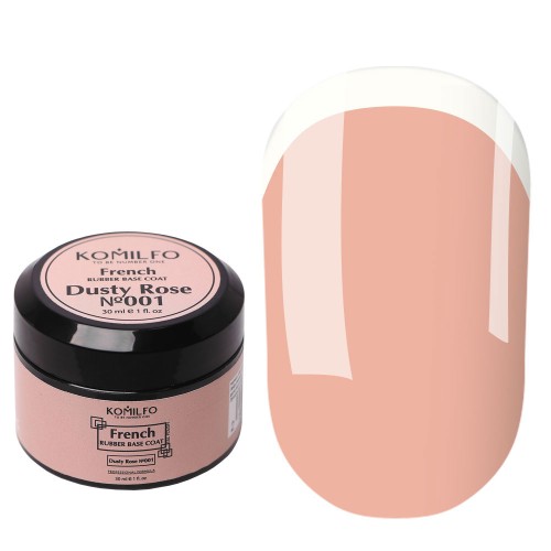 Komilfo French Rubber Base 001 Dusty Rose, 30 ml (without brush) Komilfo French Rubber Base 001 Dusty Rose, 30 ml (without brush)