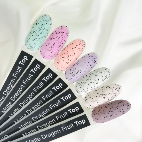 Komilfo No Wipe Matte Dragon Fruit Top – matte top without sticky layer with crumb, 8 ml