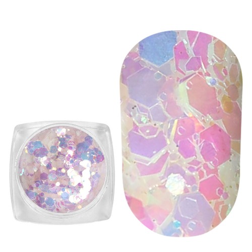 Komilfo photochromic sequins MIX-003, mix sizes, (lilac/pink-blue photochrome), 2.5 g Komilfo photochromic sequins MIX-003, mix sizes, (lilac/pink-blue photochrome), 2.5 g