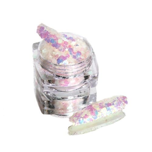 Komilfo photochromic sequins MIX-003, mix sizes, (lilac/pink-blue photochrome), 2.5 g