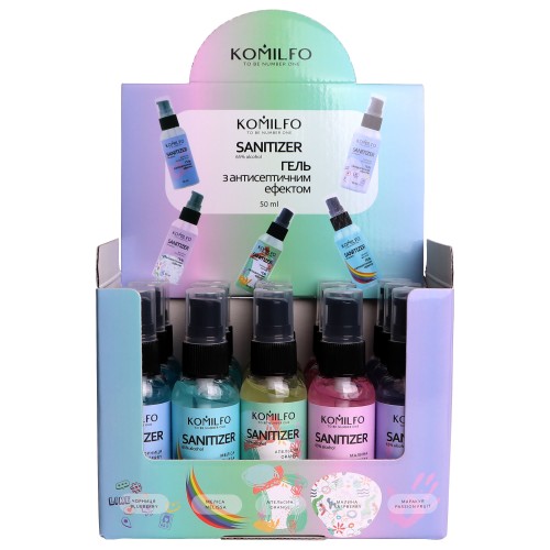 Komilfo Sanitizer set, gels with an antiseptic effect, 15 pcs., 50 ml Komilfo Sanitizer set, gels with an antiseptic effect, 15 pcs., 50 ml