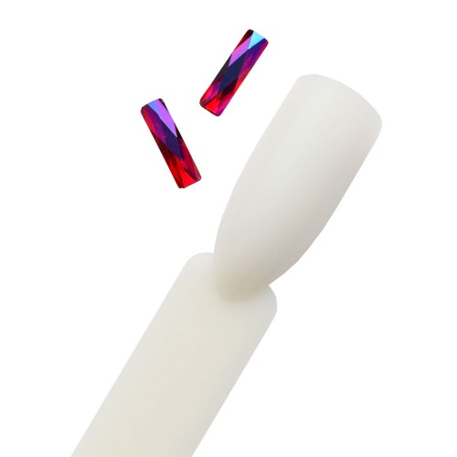 Komilfo Rectangle stones long (2×9 mm) Red AB, 2 pieces