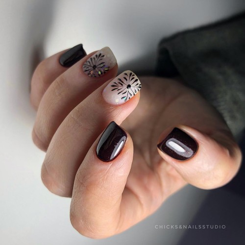 Gel Polish Komilfo Deluxe Series Dusk Collection D301 (black-burgundy with micro-shine), 8 ml