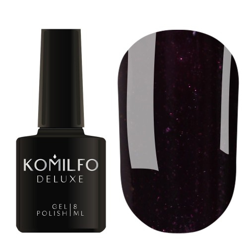 Gel Polish Komilfo Deluxe Series Dusk Collection D301 (black-burgundy with micro-shine), 8 ml Gel Polish Komilfo Deluxe Series Dusk Collection D301 (black-burgundy with micro-shine), 8 ml
