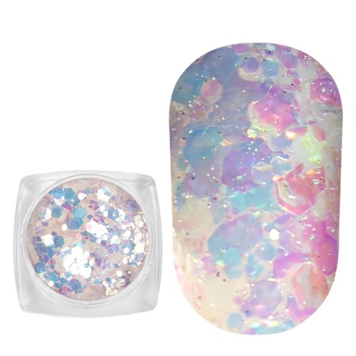 Komilfo photochromic sequins MIX-004, mix sizes, (milky/violet photochrome), 2.5 g Komilfo photochromic sequins MIX-004, mix sizes, (milky/violet photochrome), 2.5 g