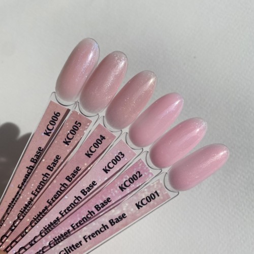 Komilfo KC Glitter Rubber French Base №KC002 (light pink with silver micro shine), 8 ml