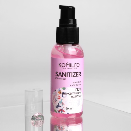 Komilfo Hand Sanitizer, Raspberries – gel with an antiseptic effect, Raspberry, 50 ml