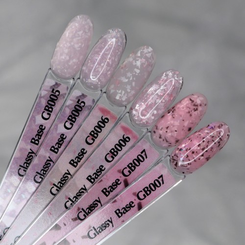 Komilfo Glassy Base GB007 (peach-pink with flakes), 8 ml