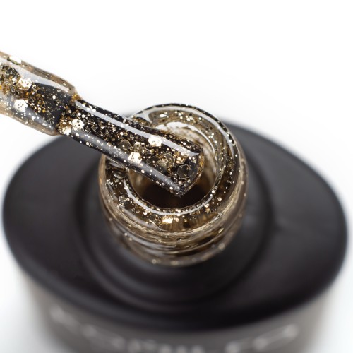 Gel Polish Komilfo DeLuxe Series G001 (golden, large glitter), 8 ml