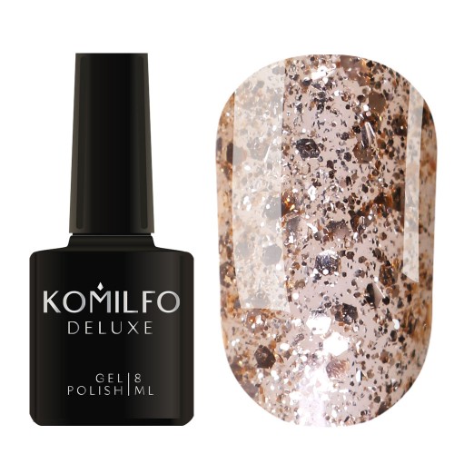 Gel Polish Komilfo DeLuxe Series G001 (golden, large glitter), 8 ml Gel Polish Komilfo DeLuxe Series G001 (golden, large glitter), 8 ml